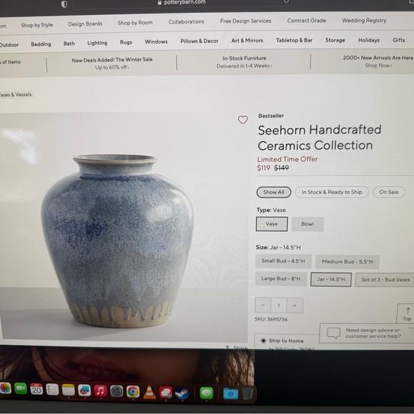 Elegant Gray Ceramic Vase - Picture 2 of 2